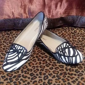 Ellen Tracy Cow hair flats